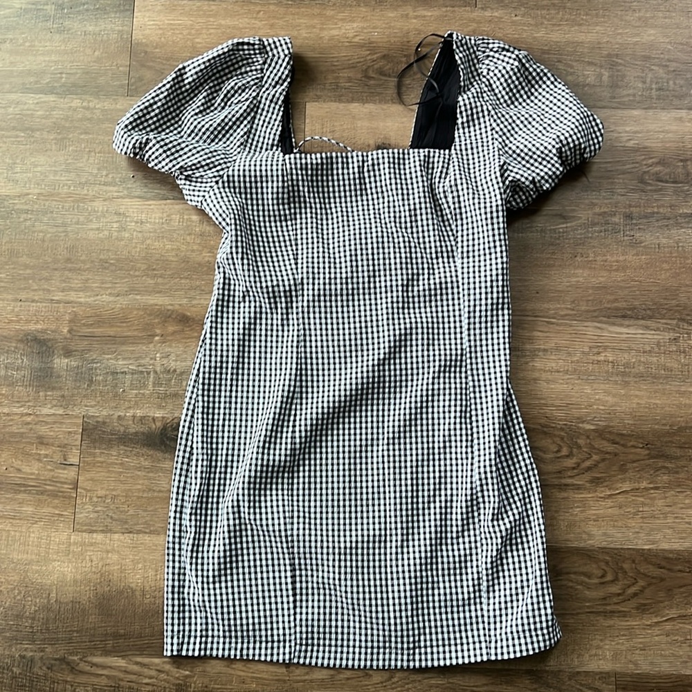 Black Gingham Mini Shift Dress- Size XL